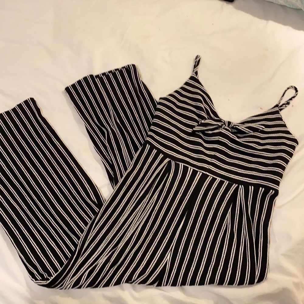 Black and White Striped Jumpsuit